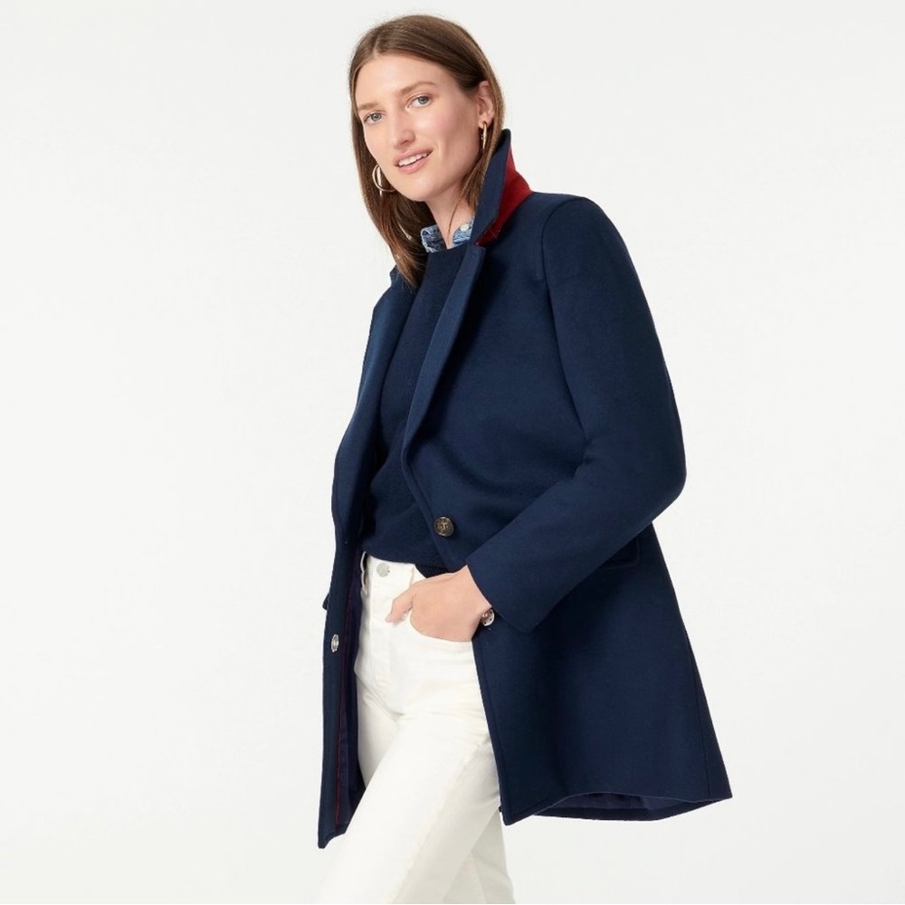 J.CREW Italian Wool Cashmere Blazer Coat - Navy